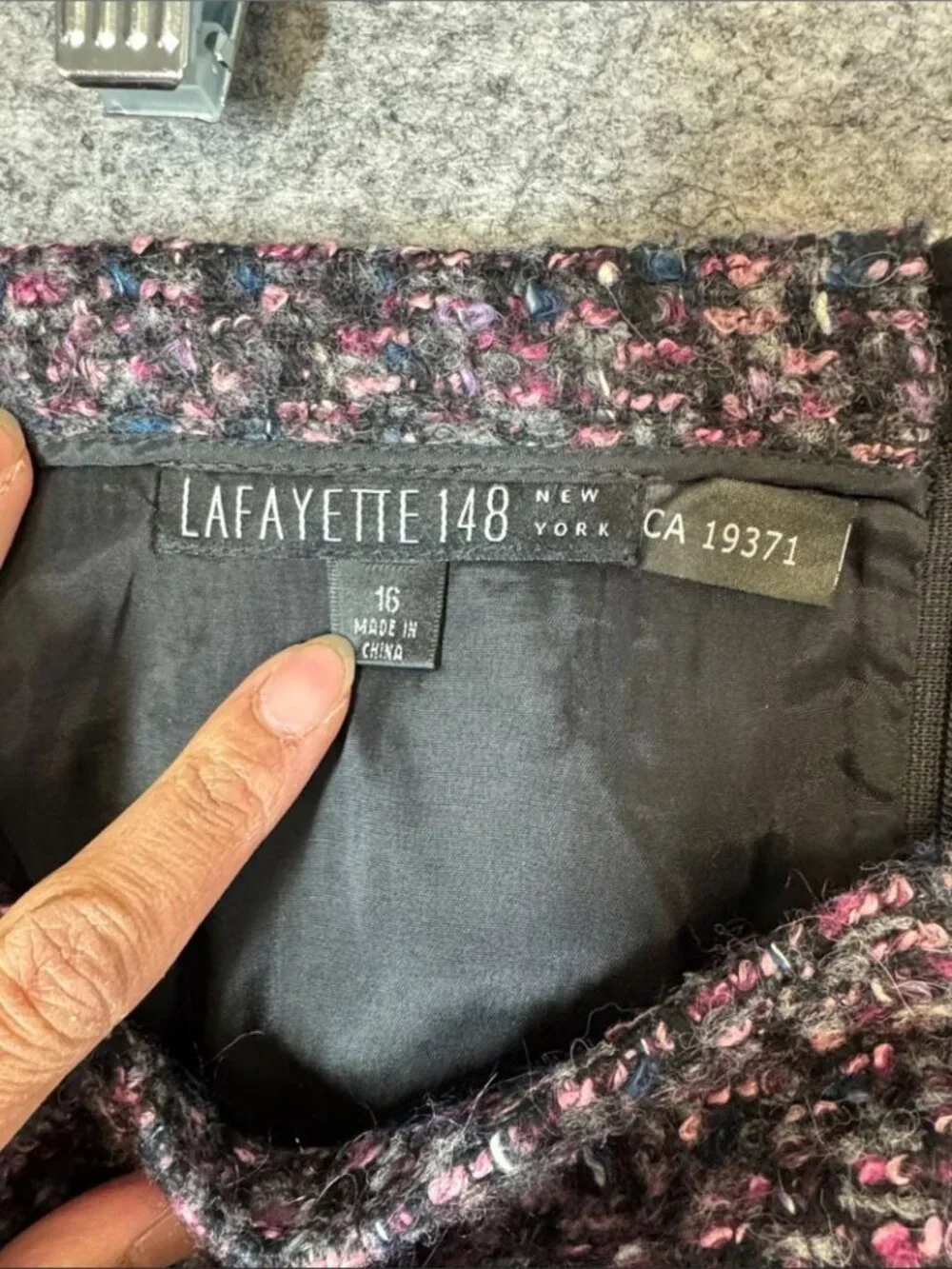Lafayette 148 Boucle Wool Blend Pencil Skirt Black Pink 16 Quiet Luxury Career - Picture 11 of 13